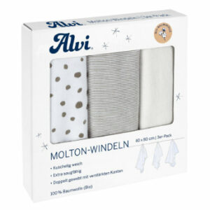 Alvi® Molton-Windeln 3er Pack Aqua Dot 80 x 80 cm