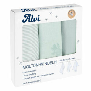 Alvi® Molton-Windeln 3er Pack Teddy 1961 80 x 80 cm