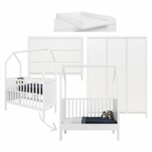 Bopita Babyzimmer Corsica My first house 3-teilig 60 x 120 weiß mit Wickelaufsatz