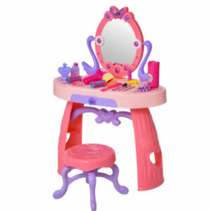 HOMCOM Kinderschminktisch mit Hocker rosa