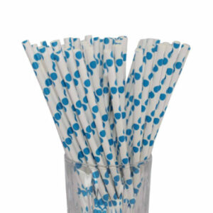 Luxentu Papier-Trinkhalme Gepunktet 19.7 cm 100er Set blau