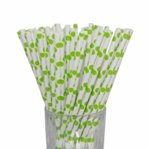 Luxentu Papier-Trinkhalme Gepunktet 19.7 cm 100er Set grün
