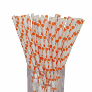 Luxentu Papier-Trinkhalme Gepunktet 19.7 cm 100er Set orange