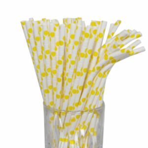 Luxentu Papier-Trinkhalme Gepunktet mit Knick 19.7 cm 100er Set gelb