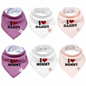 M.M.C. Lätzchen 6 PACK I Love Mommy Daddy Dreieckstücher Halstücher Mädchen Set