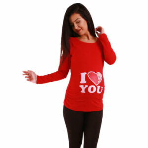 M.M.C. Umstandslangarmshirt I Love You mit Motiv Rot