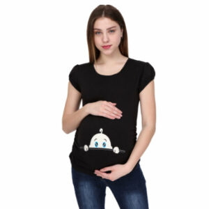 M.M.C. Umstandsshirt Neugieriges Baby mit Motiv Schwarz