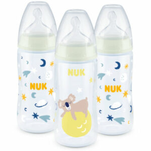 NUK 3er Flaschenset First Choice⁺ Night 300 ml Koala/gelb