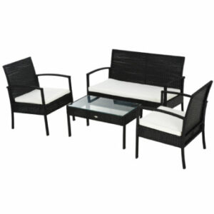 Outsunny Polyrattan Sitzgruppe als 7-teiliges Set schwarz