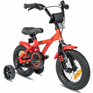 PROMETHEUS BICYCLES® RED HAWK Kinderfahrrad 12 in Rot und Schwarz ab 3 Jahre mit Stützräder