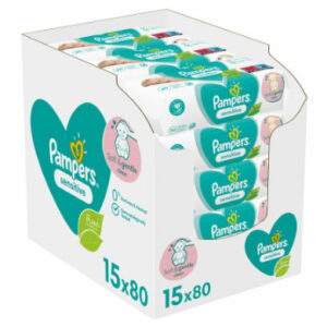 Pampers Sensitive Feuchttücher 1200 Tücher (15 x 80 Stk)