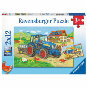 Ravensburger Puzzle 2x12 Teile - Baustelle und Bauernhof
