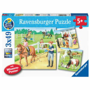 Ravensburger Puzzle 3 x 49 Teile WWW: Ein Tag auf dem Reiterhof