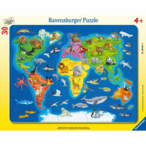 Ravensburger Rahmenpuzzle - Weltkarte mit Tieren 30 Teile