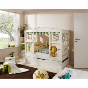 TiCAA Hausbett Mini mit Zusatzbett Safari