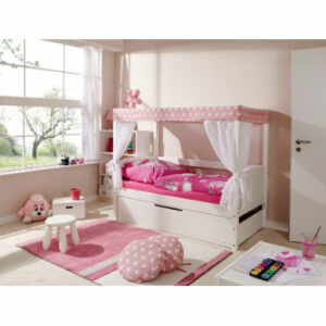 TiCAA Himmelbett Mini mit Zusatzbett Stern Rosa