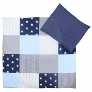 Ullenboom Baby Bettwäsche-Set Blau Hellblau Grau 80 x 80 cm + 35 x 40 cm