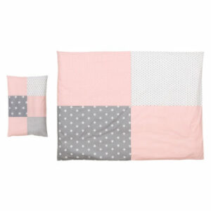 Ullenboom Kinder Bettwäsche-Set Rosa Grau 135 x 100 cm + 40 x 60 cm