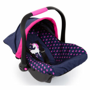 bayer Design Puppen-Autositz mit Dach blau/ pink mit Herzen und Einhorn