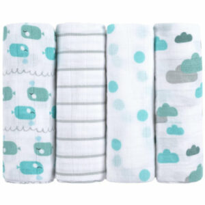 emma & noah Mullwindeln 4er Set Wal Blau 70 x 70 cm