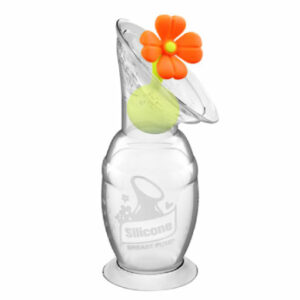 haakaa® Milchpumpe mit Saugfuß 100ml inkl. Blumenverschluss in orange