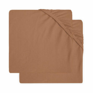 jollein Jersey Laufgitter Spannbettlaken 2er-Pack caramel 75x95 cm