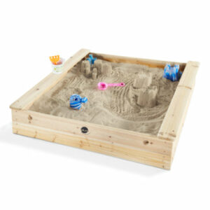 plum® Quadratischer Kinder Holz Sandkasten mit Sitzbänken