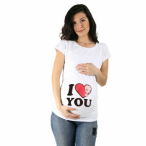 M.M.C. Umstandsshirt I Love You mit Motiv Weiß