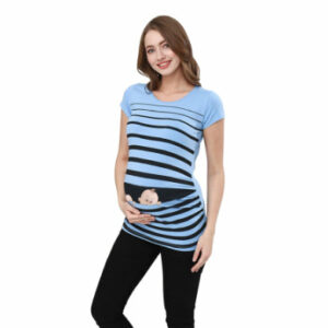 M.M.C. Umstandsshirt Baby Flucht mit Motiv Babyblau