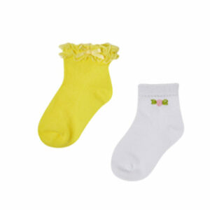 Mayoral 2er Set Socken Blumen Zitrone