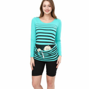 M.M.C. Umstandslangarmshirt Baby Flucht mit Motiv Mint