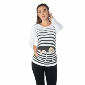 M.M.C. Umstandslangarmshirt Baby Flucht mit Motiv Weiß