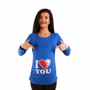 M.M.C. Umstandslangarmshirt I Love You mit Motiv Dunkelblau