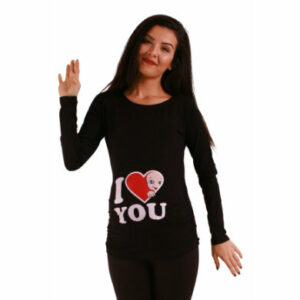 M.M.C. Umstandslangarmshirt I Love You mit Motiv Schwarz