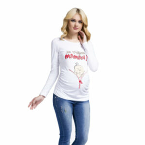 M.M.C. Umstandslangarmshirt Je t’aime maman mit Motiv Weiß