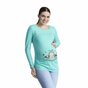 M.M.C. Umstandslangarmshirt Hallo Lieblingsmensch mit Motiv Mint