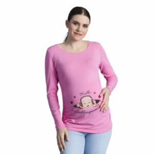 M.M.C. Umstandslangarmshirt Hallo Lieblingsmensch mit Motiv Rosa