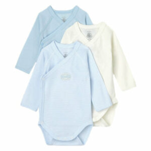 Petit Bateau Bodies 3er Pack blau/weiss