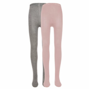 Ewers Kinderstrumpfhose 2er Pack Uni grau/rosa