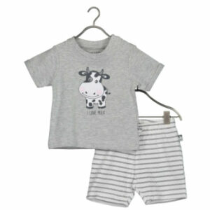 BLUE SEVEN Baby 2er-Set Milk Shirt + Shorts Mittelgrau