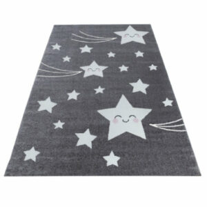 Giancasa Sternenmotiv Kinderteppich Kinderzimmer Babyzimmer Flachflorteppich 610 GREY