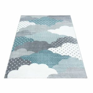 Giancasa Wolkenteppich Kinderteppich Kinderzimmer Babyzimmer Kurzflorteppich 820 BLUE