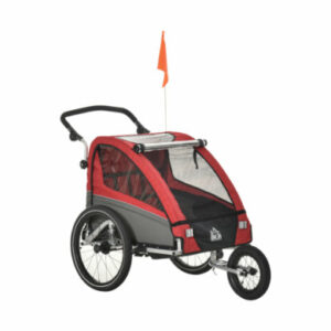 HOMCOM 3in1 Kinderwagen auch als Jogger und Fahrradanhänger rot