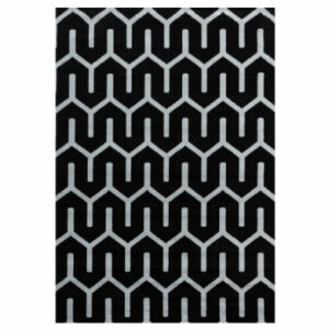 Giancasa Flachflorteppich muster Wohnzimmer Schlafzimmer Kurzflorteppich 3524 BLACK