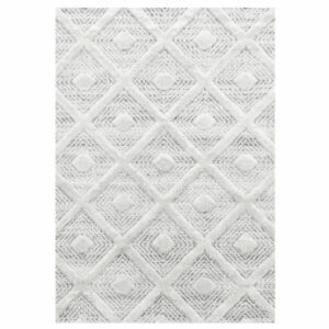 Giancasa 3D Rauten Wohnzimmer Kurzflorteppich Flachflorteppich 4707 GREY
