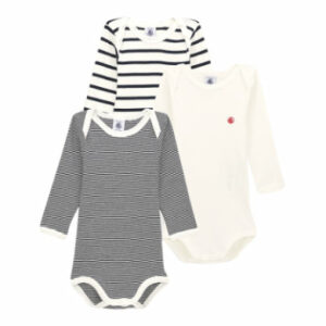 Petit Bateau Langarmbody 3er Pack blau/weiß