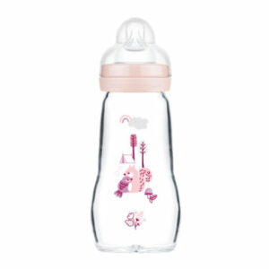 MAM Glasflasche Feel Good 260 ml ab 0 Monaten Vogel/Eichhörnchen rosa