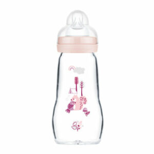 MAM Glasflasche Feel Good 260 ml ab 0 Monaten Vogel/Eichhörnchen rosa