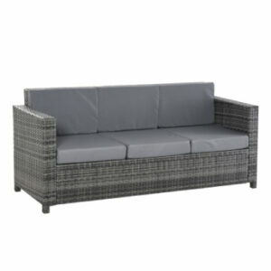 Outsunny 3 - Sitzer Rattansofa mit Kissen grau