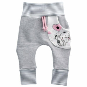 Puschel-Design Hose weiß grau rosa